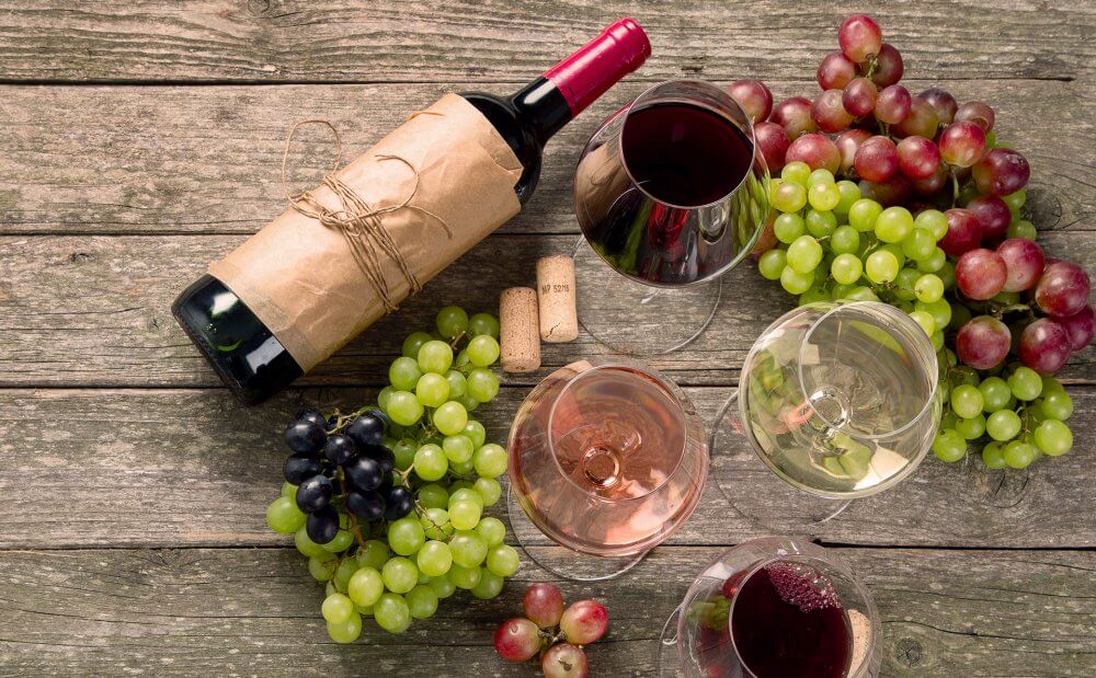 Taças de vinho tinto, branco, rosé e espumante